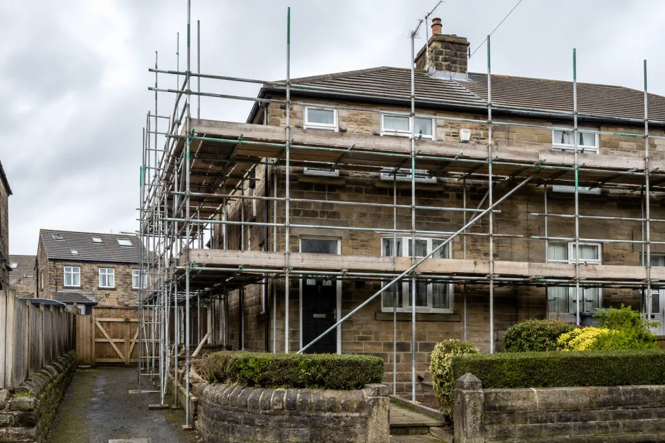 Completed domestic scaffold ready for handover